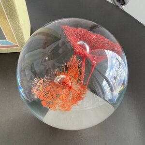 Princ Glass Globe with Orange Sunburst Flower